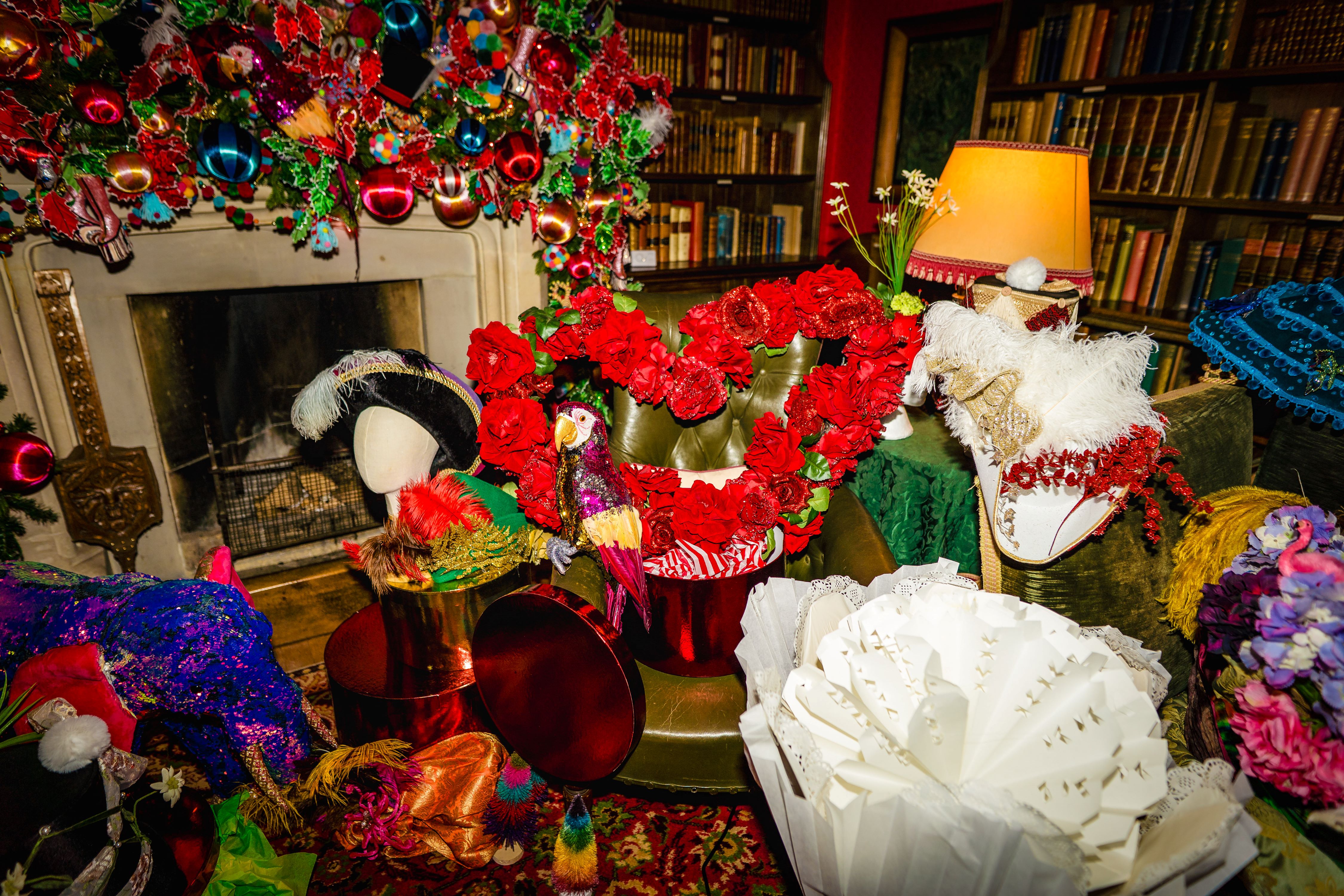 A Selection Of Hats On Display In The Mad Hatters Hat Shop