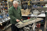 National Motor Museum Senior Engineer Ian Stanfield Shows Sump Repair