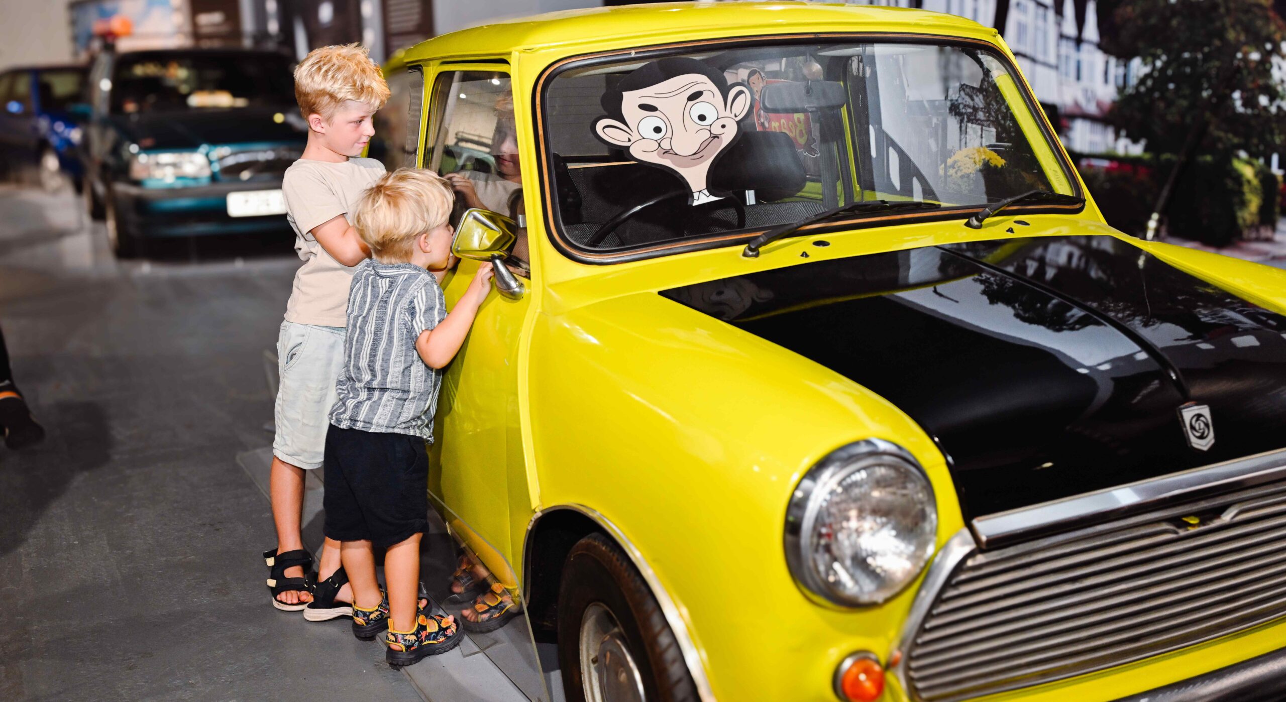 Mr Beans mini in On Screen Cars at Beaulieu