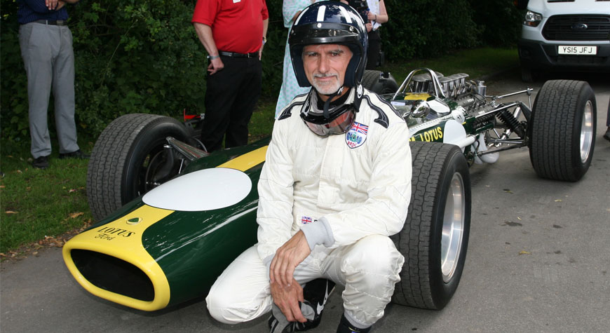 Damon Hill with the Lotus 49 at Goodwood Festival of Speed 2015