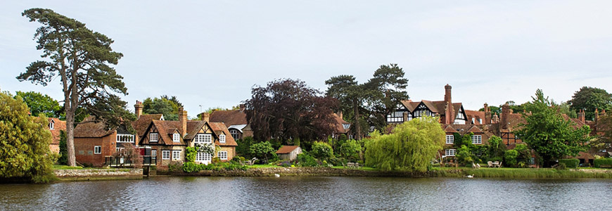 View of Beaulieu Village across the Mill Pond
