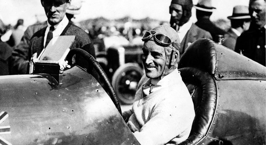 Sir Malcolm Campbell in the cockpit of the Sunbeam 350hp in 1925