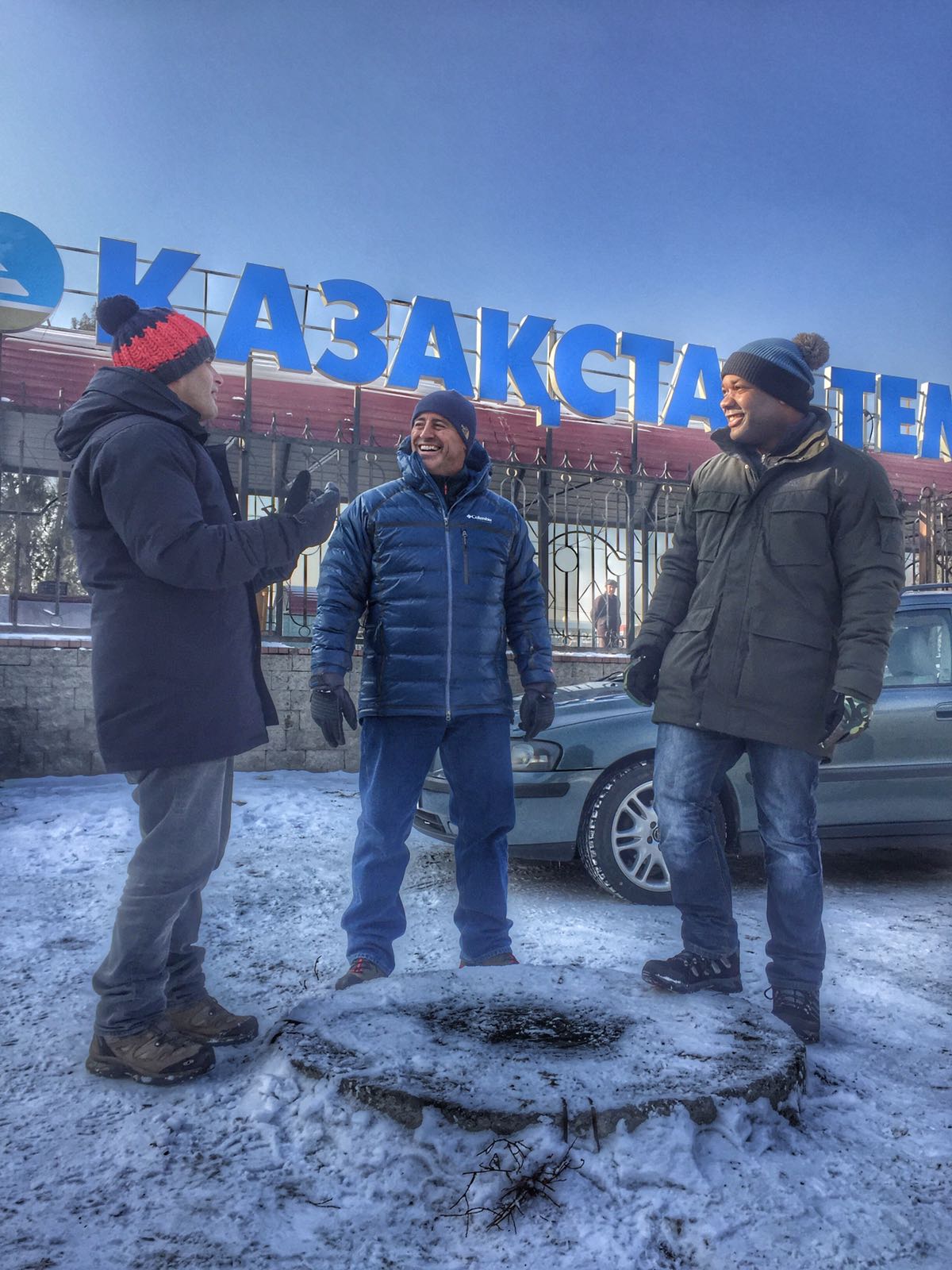 Chris Harris, Matt LeBlanc and Rory Reid, in Kazakhstan