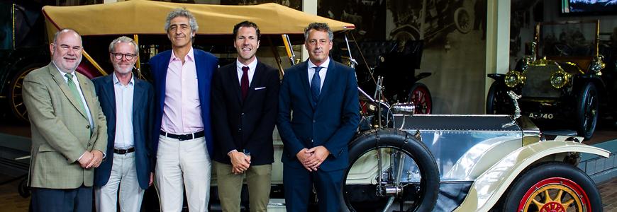 Directors of ‘The Big Five’ with the Rolls- Royce Silver Ghost, one of the prized specimens of the National Motor Museum in Beaulieu, which will be on display during InterClassics Brussels 2017.