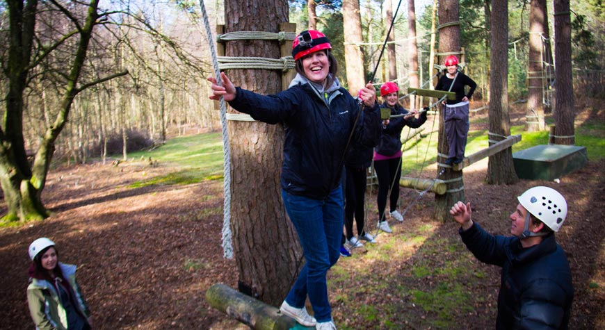 Ropes course team building with New Forest Activities