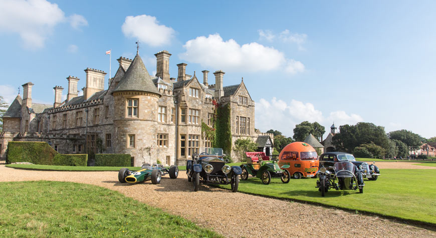 Historic vehicles on the lawns of Palace House