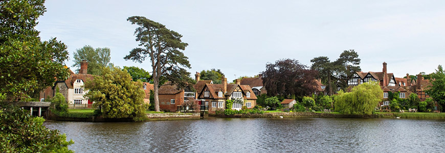 View of Beaulieu village across the mill pond