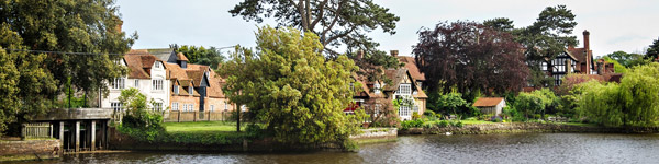 Beaulieu village across the mill pond