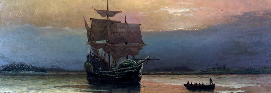 Mayflower in Plymouth Harbor by William Halsall