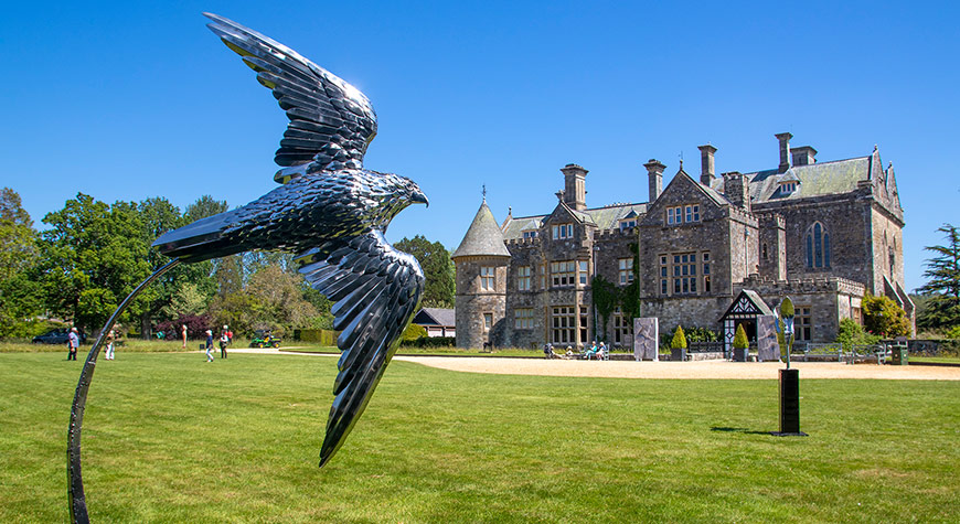 Sculpture at Beaulieu - Michael Turner - Peregrine Falcon - outside Palace House