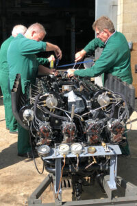 National-Motor-Museum-engineers-prepare-Sunbeam-1000hp-engine-on-test-bed