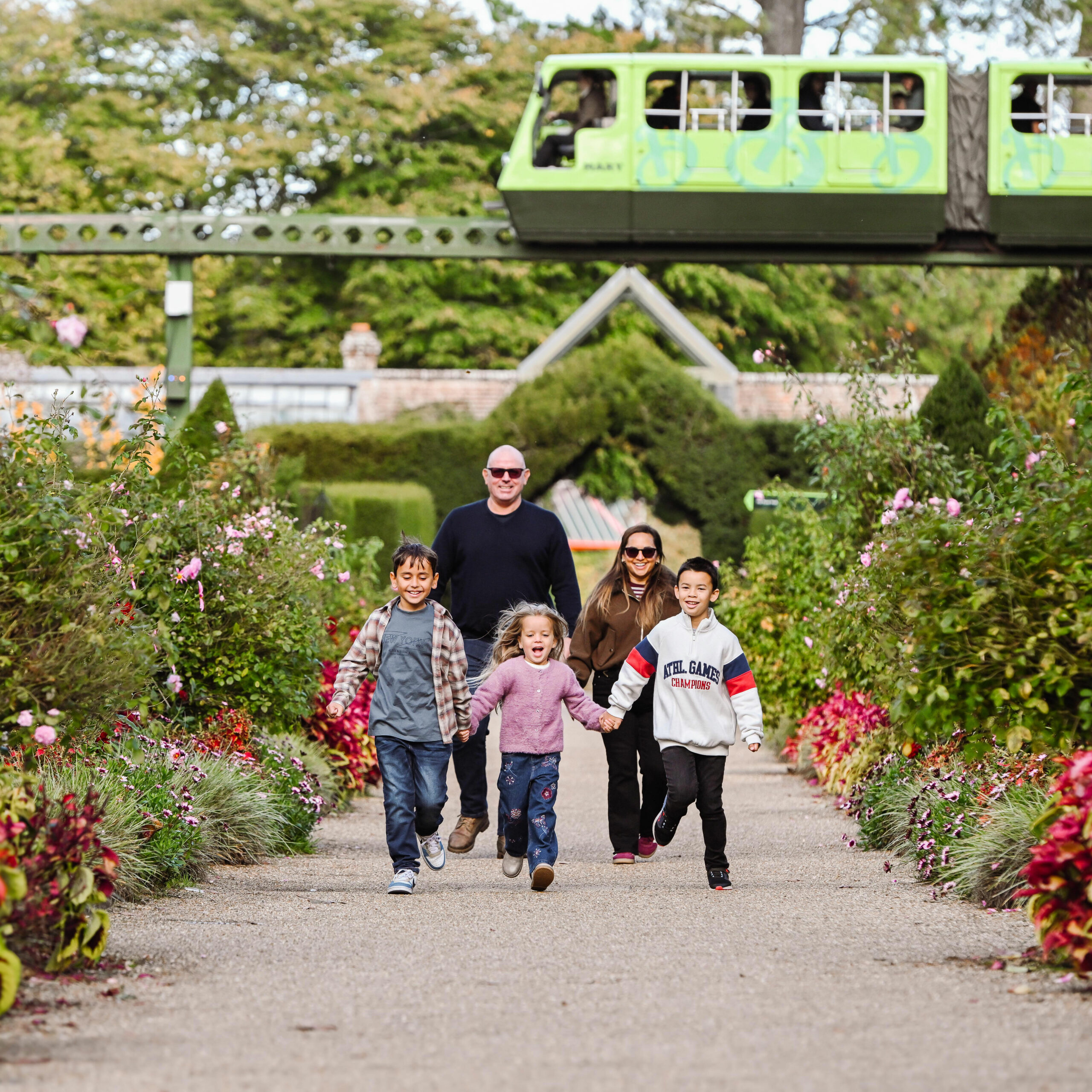 Family enjoy autumnal gardens at Beaulieu