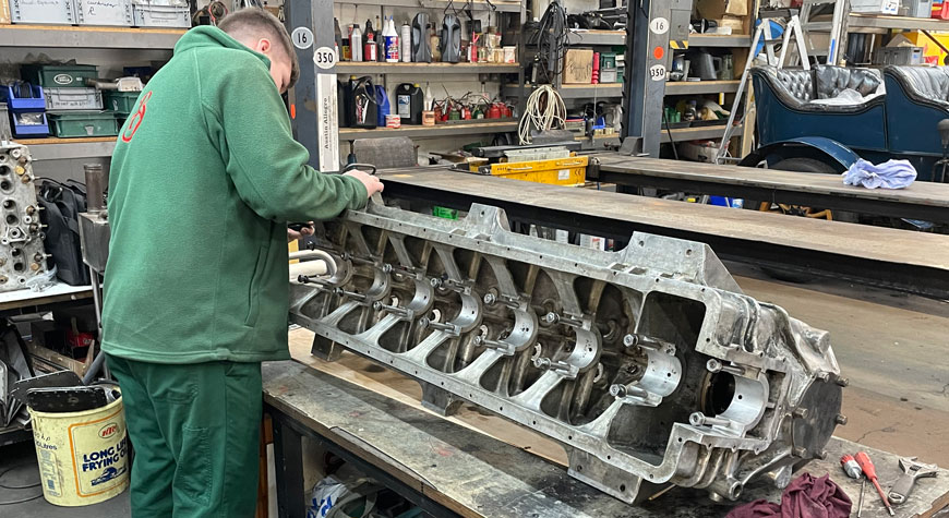 Apprentice-Aaron-Burton-cleans-colossal-Sunbeam-1000hp-crankcase-in-second-engine-rebuild