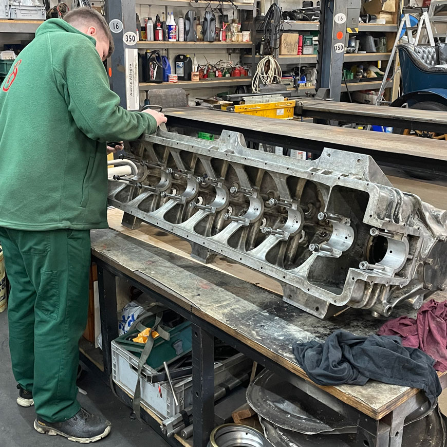 Apprentice-Aaron-Burton-cleans-colossal-Sunbeam-1000hp-crankcase-in-second-engine-rebuild