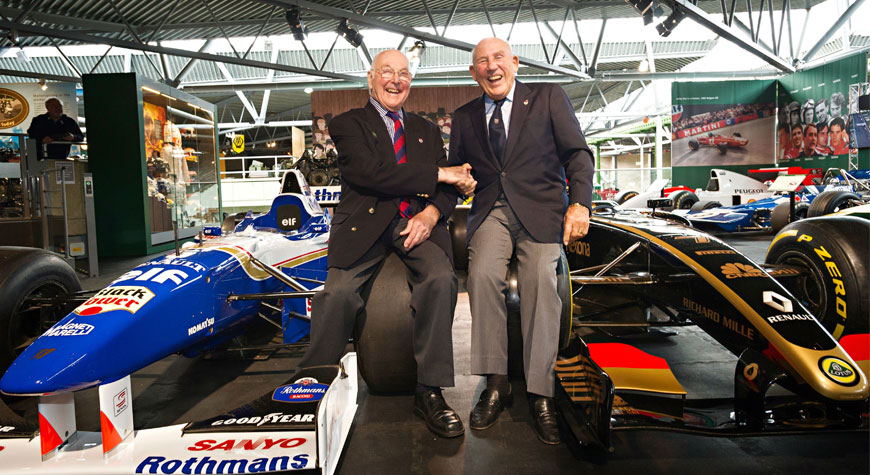 Sir Stirling Moss and Murray Walker at the opening of A Chequered History