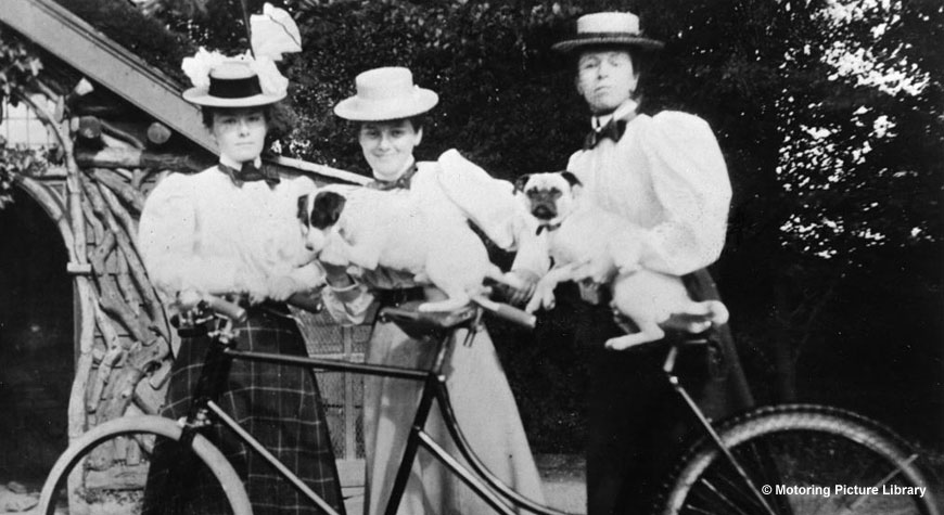 Ladies with tandem bicycle