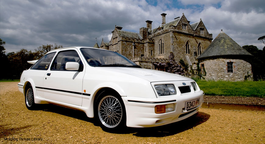 Ford Sierra RS Cosworth outside Palace House