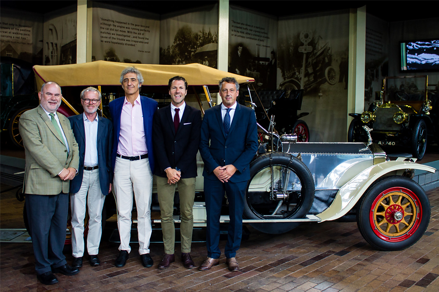 Directors of ‘The Big Five’ with the Rolls- Royce Silver Ghost, one of the prized specimens of the National Motor Museum in Beaulieu, which will be on display during InterClassics Brussels 2017.