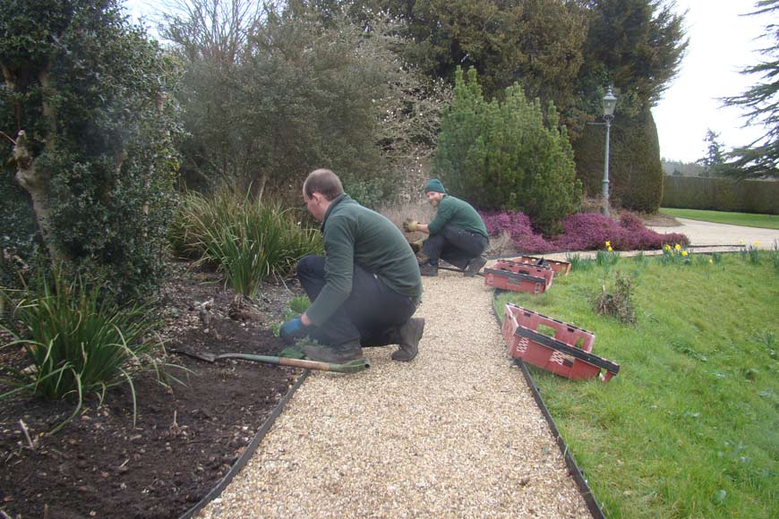 Gardening team tending plants in the Beaulieu gardens